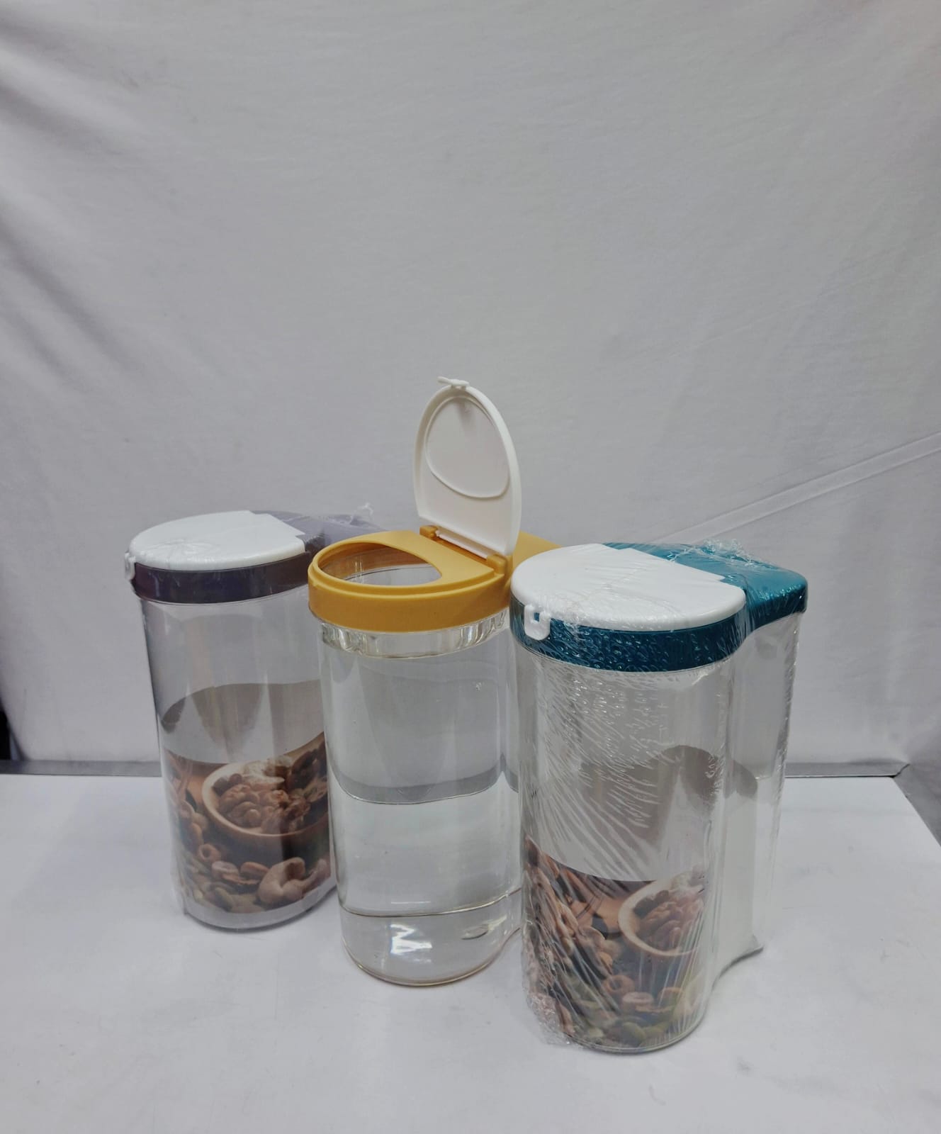 Set of 3PCS High Quality Heavy Plastic Food Storage Containers - Premium 2kg Capacity Each for Grains, Cereals, Flour, Rice, Sugar, Pasta and Dry Food Pantry Organization