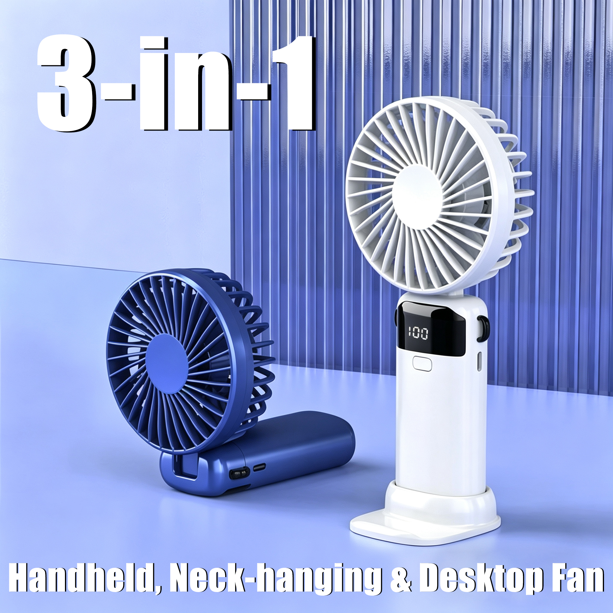 USB rechargeable Handheld fan Portable Handheld Electric Fan 5 Speeds Adjustable Turbo 1200MAH big Battery Fans LED Display Rechargeable Ice Cooling Personal Fan Mini fan fashion Hand held handy fan