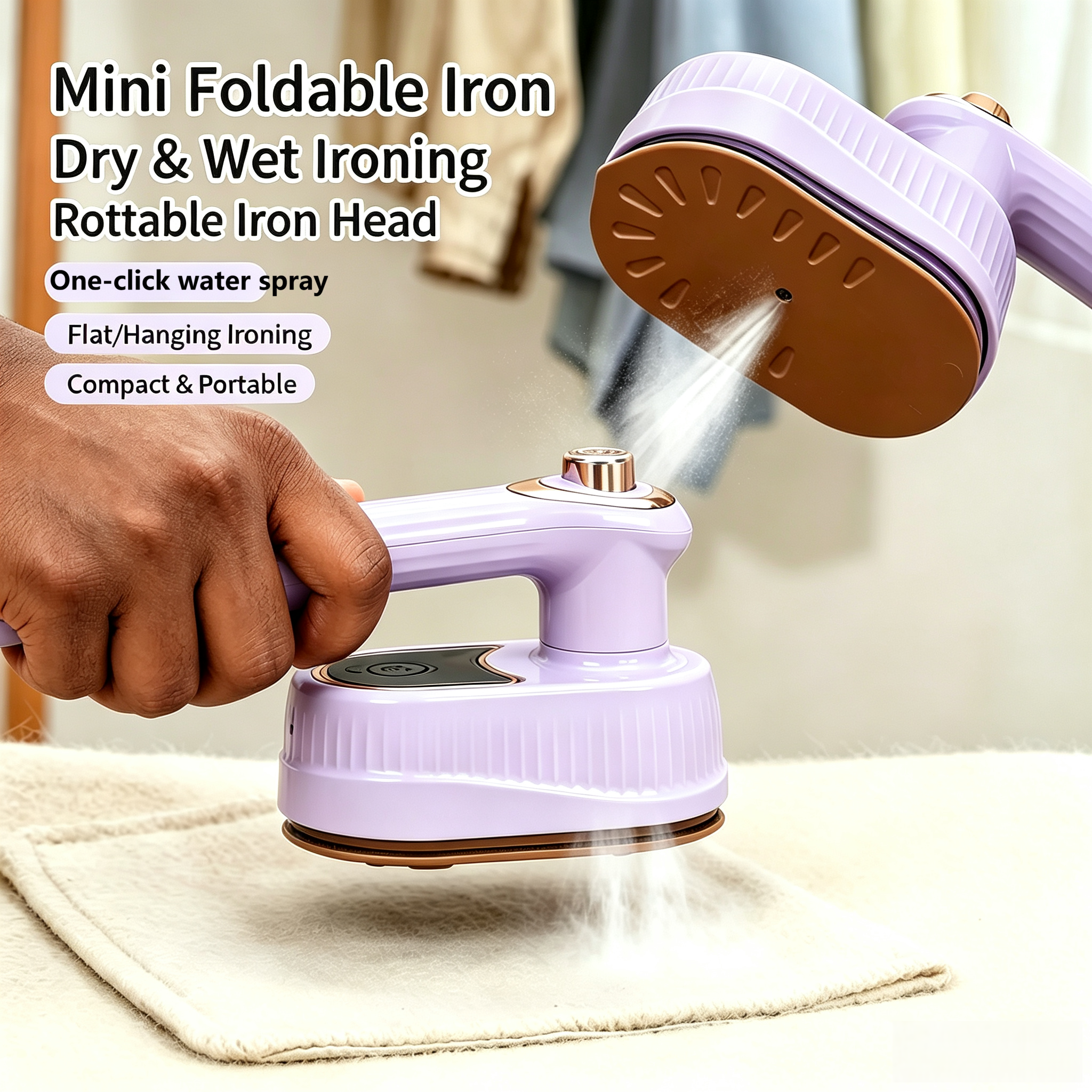 2-in-1 folding hanging ironing machine handheld convenient electric iron mini home travel ironing clothes artifact Portable Handheld Iron  Mini Handheld Iron For Clothes Travel Garment Steamer Supp