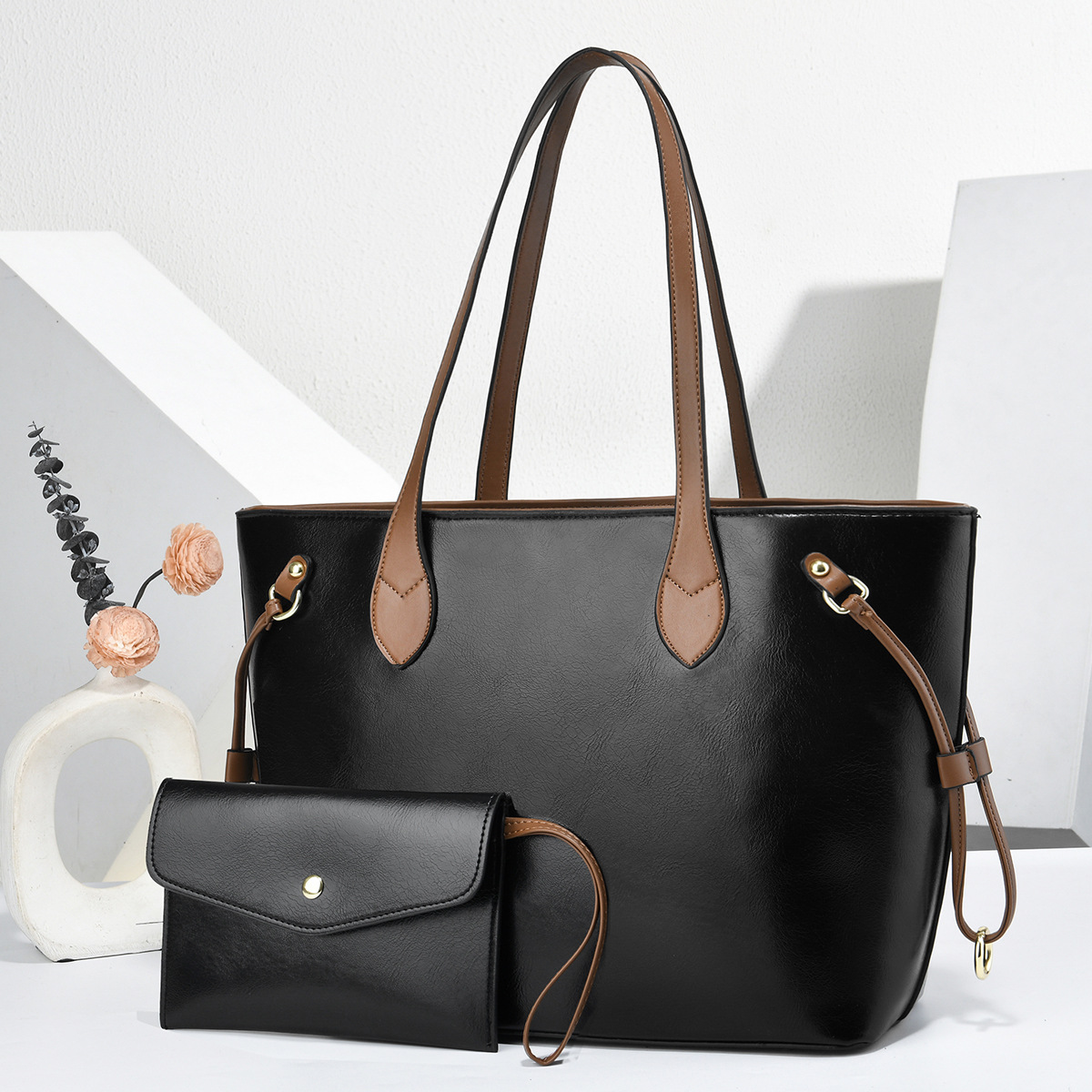 New 2pcs/Set Luxury Genuine Shoulder Bags Tote Bag Big Large Capacity Durable PU Leather Women Handbags Lady Handbags Sling Bags For Ladies Hand Bags Fashion Women Handbags Gift can hold laptops