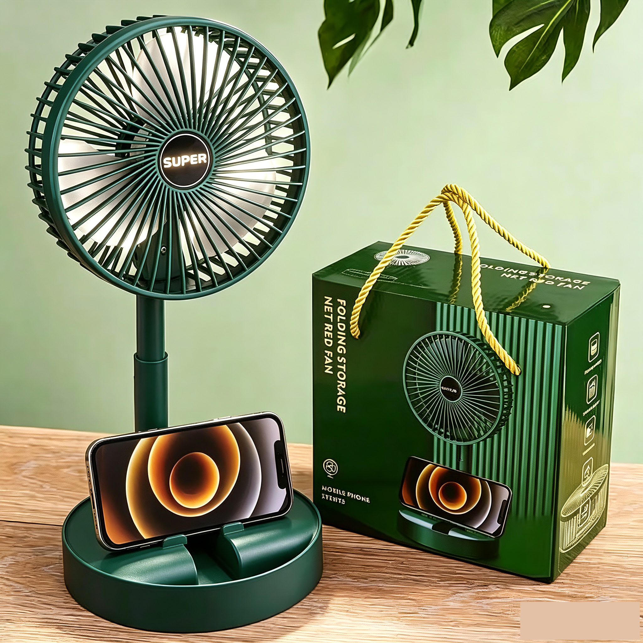 New portable fan multi function Folding USB fan adjustable height 360° rotation USB chargable silent table fan Electric Fan Desk Fan Student Dormitory Quiet Mini Fan for Home Office Car Outdoor Travel