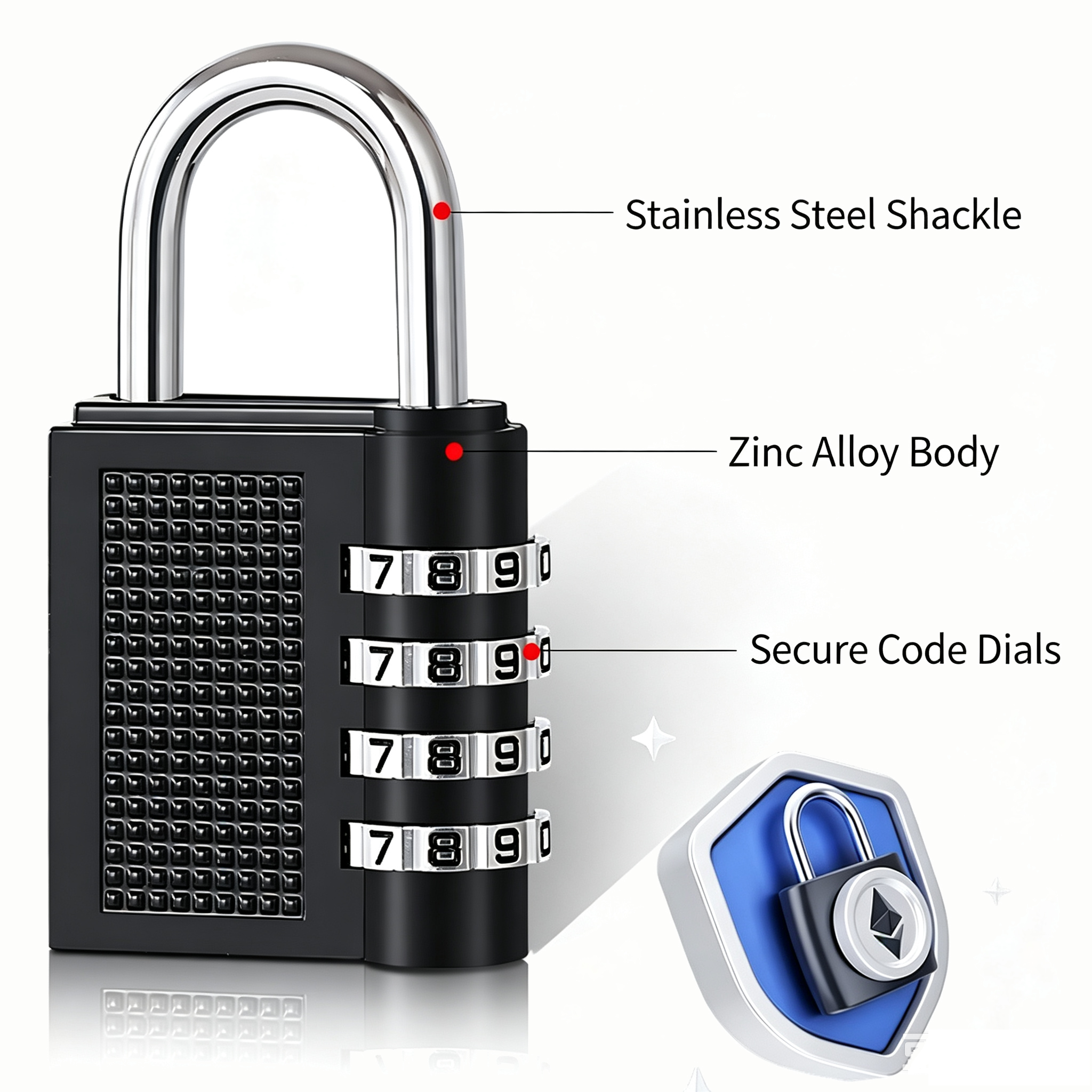Smart Password Combination Padlock 4-digit Keypad Freedom to change password Zinc alloy Padlock Outdoor Waterproof Anti-theft Padlock Hasp Mini Code Padlock For School Office Luggage Lock Door Lock