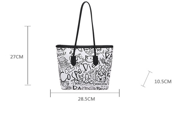 Fashionable Large capacity armpit bag graffiti handbag minimally designed shoulder bag women bag women's tote bags, handbag, graffiti Large capacity bag for daily commuting Student canvas bag
