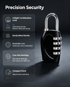 Smart Password Combination Padlock Reset code Zinc Alloy 4 Digits Keypad Lock Outdoor Waterproof Anti-theft Padlock Hasp Mini Code Padlock For School Office Luggage Door Lock Cabinet File Box Locker