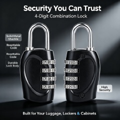 Smart Password Combination Padlock Reset code Zinc Alloy 4 Digits Keypad Lock Outdoor Waterproof Anti-theft Padlock Hasp Mini Code Padlock For School Office Luggage Door Lock Cabinet File Box Locker