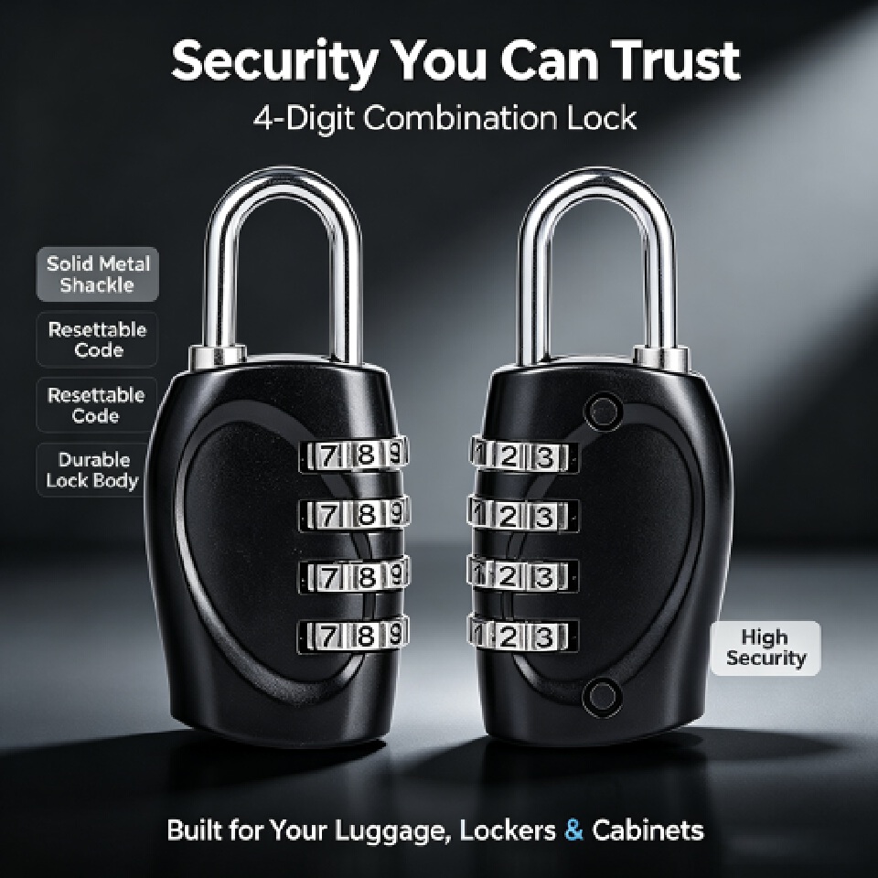 Smart Password Combination Padlock Reset code Zinc Alloy 4 Digits Keypad Lock Outdoor Waterproof Anti-theft Padlock Hasp Mini Code Padlock For School Office Luggage Door Lock Cabinet File Box Locker