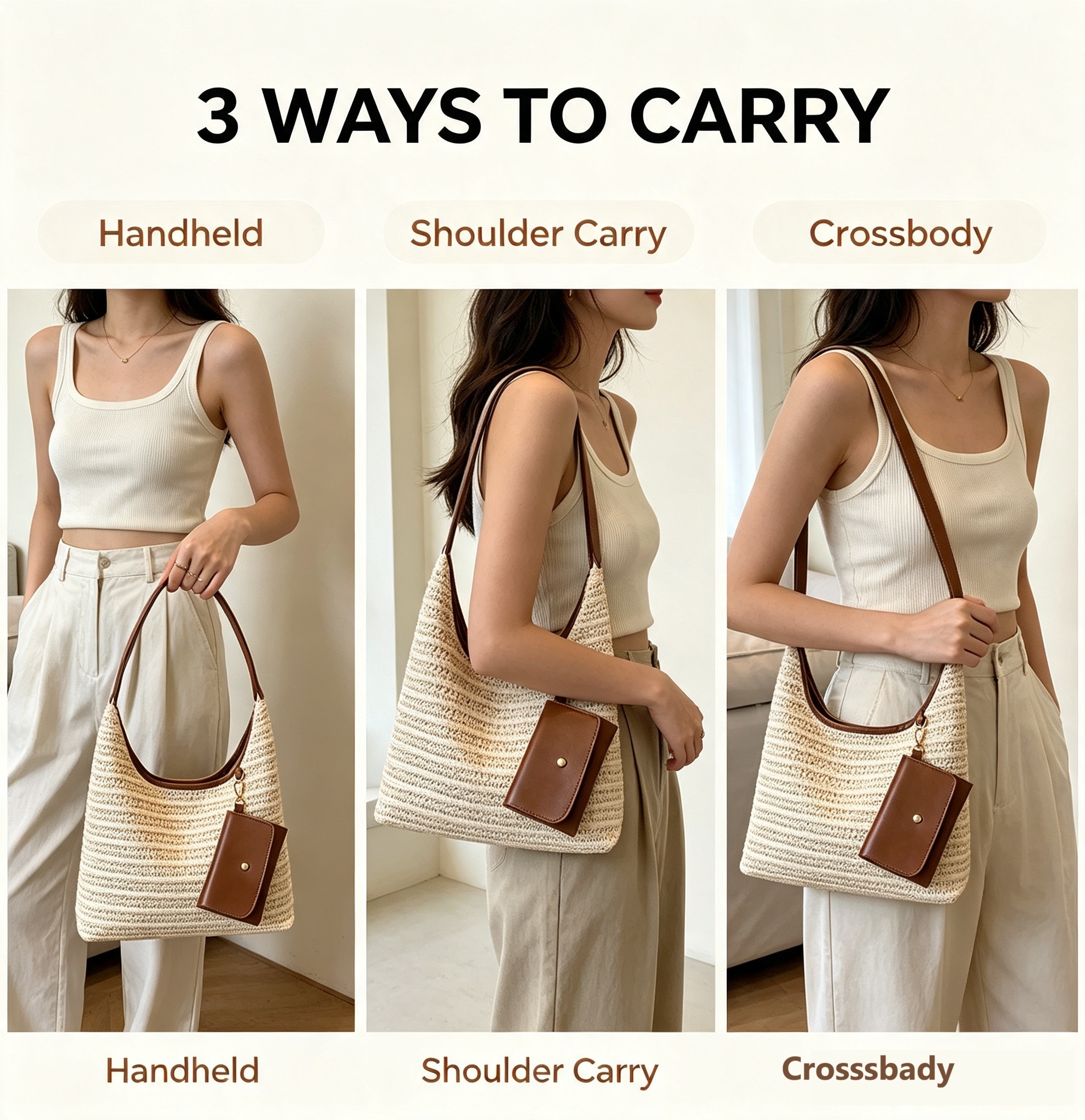 New Fashion Women's shoulder bag handbag Women crossbody bags Woven Hobo Shoulder Bag  underarm bags Tote Handbag with Detachable Small Pouch Casual Large Capacity Top‑handle Bag for Daily Work Travel