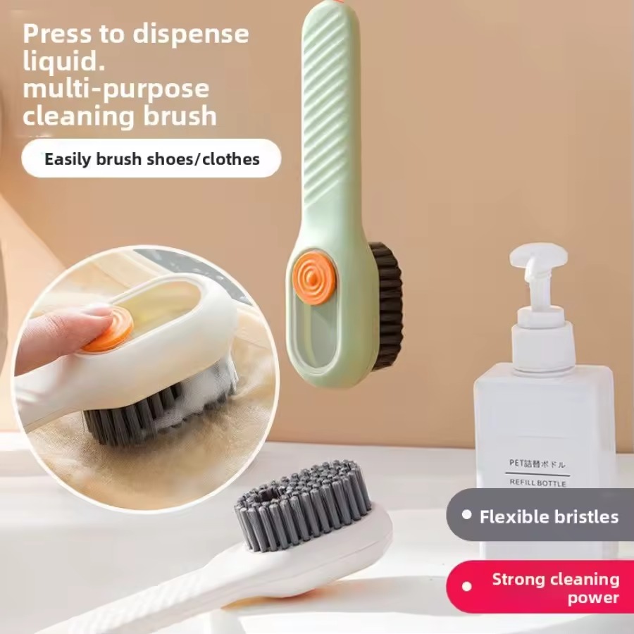 Shoe Cleanining Washing Brushes Built-in Soap Dispenser Refillable Press-to-Clean Brush Multifunctional Shoe Brush Clothing brushes Soft Bristles Squeeze Soap Liquid Multi-Purpose Deep Cleaning-