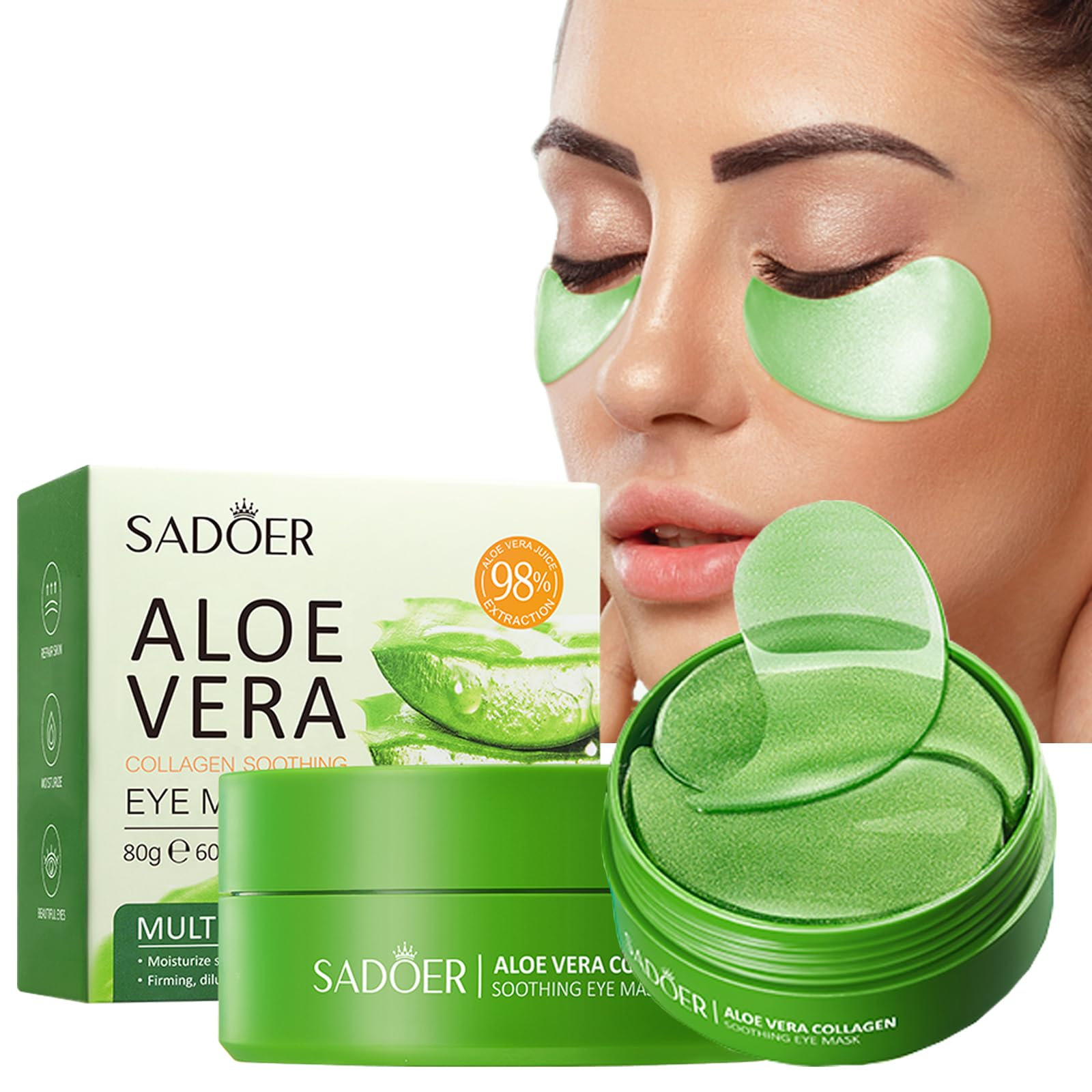 Eye Pads, Anti-aging 60 Pieces Eye Patches, Aloe Vera & Collagen Eye Pads for Eye Dark Circles, Eye Mask with Aloe Vera, Anti-Ageing Eye Patches, Removing Wrinkles, Puffiness and Puffiness,wrinkles-