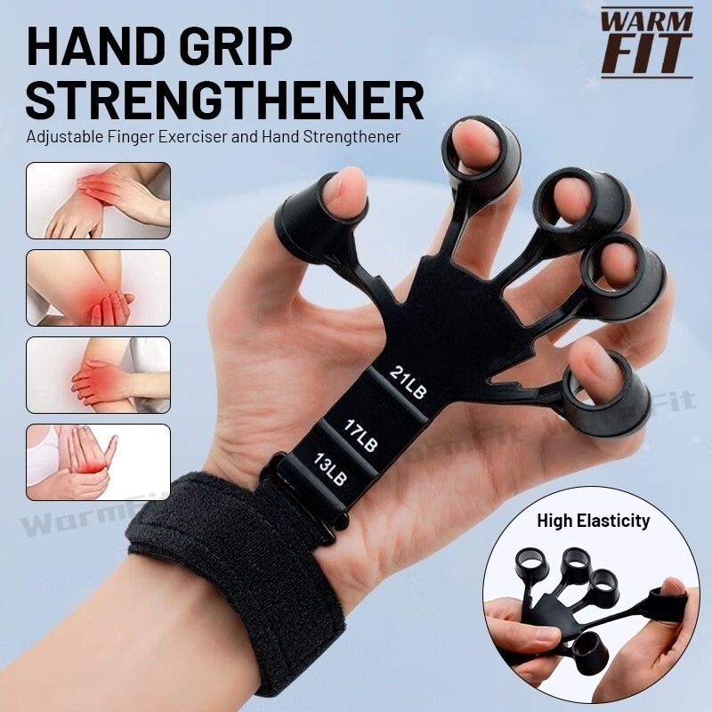Grip Trainer Fingers Exerciser Wrist Strengthener Band Grip Strength Trainer -Finger Training Exercise Stretcher Adjustable Strengthener Resistance Band Silicone Finger Trainer 5 Finger Wrist Stretche