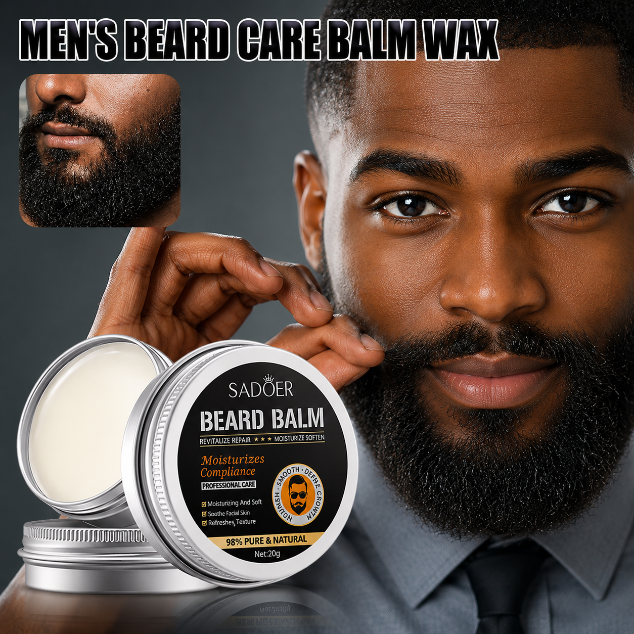 Beard Balm for Men Moisturizing Nourishing Beard Care Smooth Soft Fragrant Styling Balm Perfect Father Gift-Soften Coarse Beards,Conditioner Moisturize Dry Facial Hair for a Well-Groomed Beard Premium