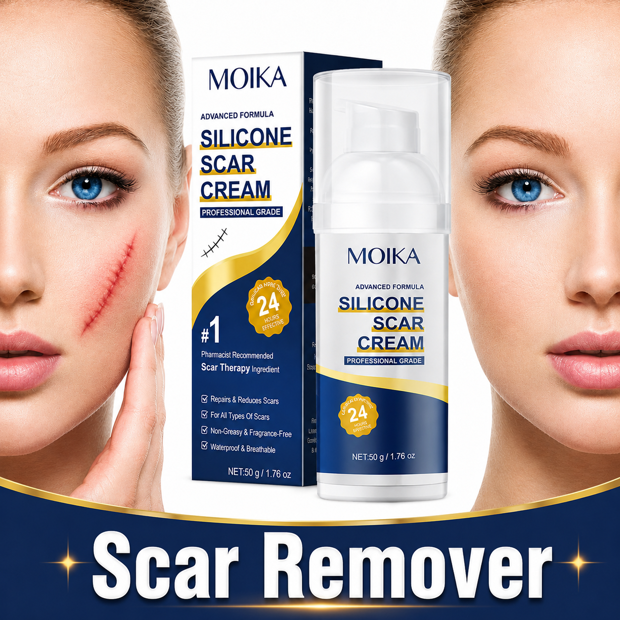 Removes Scars, Scar Treatment, Silicone Scar Remover Gel Cream, Advance Scar Gel - Treats Old and New Scars -Moisturizing Rejuvenating Skin Care Products for Surgical Scars and Keloid Bump-50g