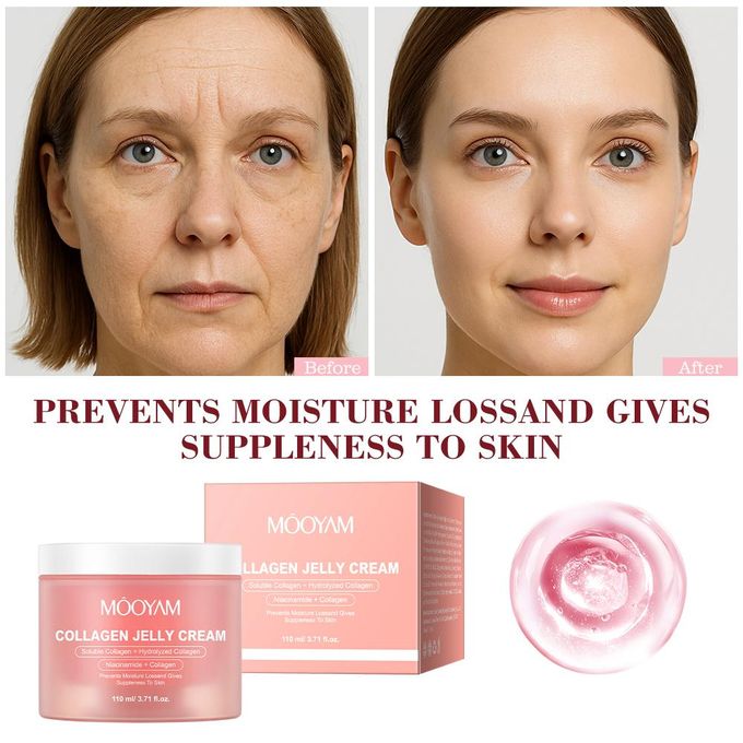 Collagen Jelly Cream,Hydrating Skin Treatment Firming,Niacinamide & Hydrolyzed Collagen,Anti Aging Moisturizer,Wrinkle for Youthful Glow，Nourishing Infused Gel Cream for All Skin Types Long-lasting -