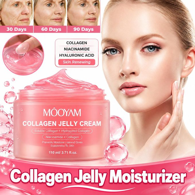Collagen Jelly Cream,Hydrating Skin Treatment Firming,Niacinamide & Hydrolyzed Collagen,Anti Aging Moisturizer,Wrinkle for Youthful Glow，Nourishing Infused Gel Cream for All Skin Types Long-lasting -