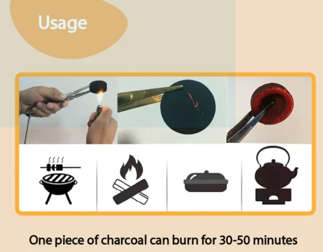 Instant Charcoal Disks 100 Pieces – Quick Light Charcoal Tablets for Bakhoor, Incense & Shisha