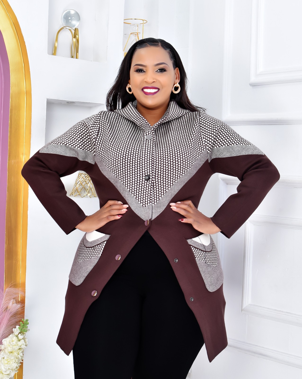 Original Turkey Sweaters Women's Free Size Fits All Knit Longline Warm Sweater Hoodie Jacket with Snap Buttons and Patch Pockets Casual Outerwear Coat, Plus Size Warm Cardigan Jacket for Ladies