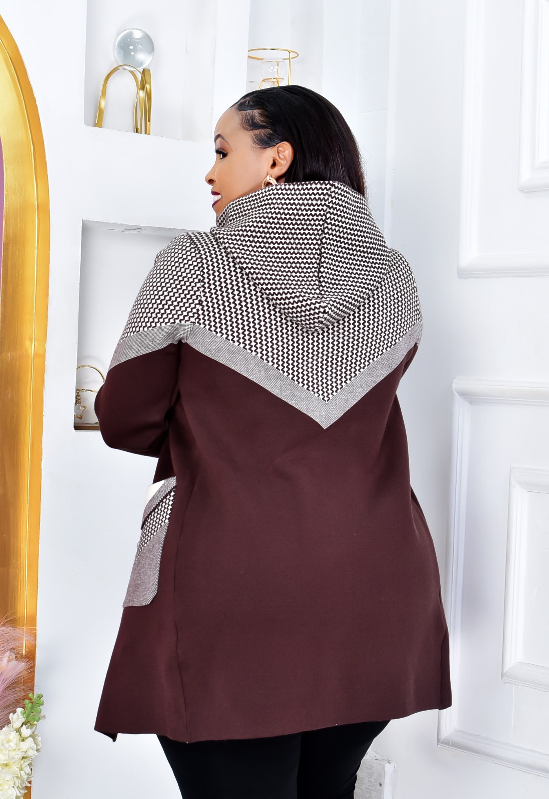 Original Turkey Sweaters Women's Free Size Fits All Knit Longline Warm Sweater Hoodie Jacket with Snap Buttons and Patch Pockets Casual Outerwear Coat, Plus Size Warm Cardigan Jacket for Ladies