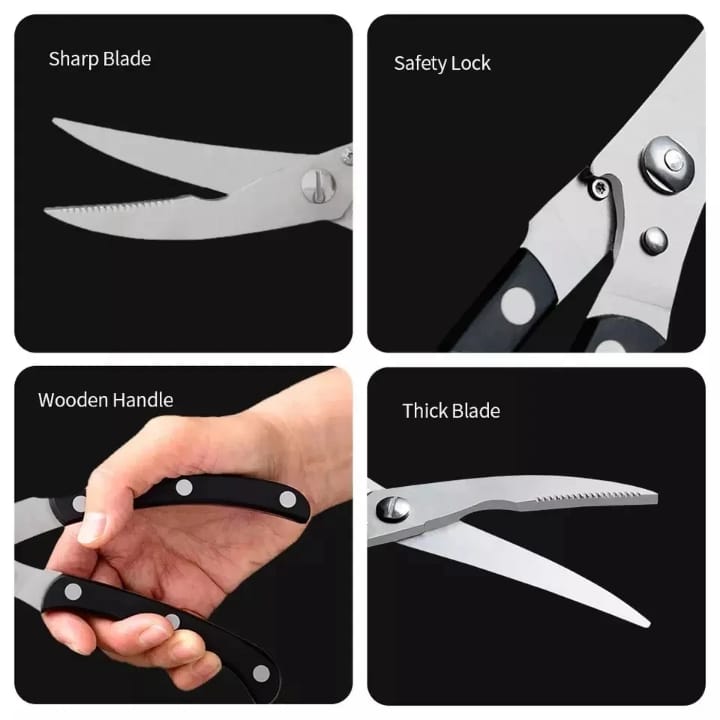High Quality Stainless Steel Kitchen/Chicken Scissors – Heavy Duty Poultry Shears for Cutting Meat, Bones, Vegetables & BBQ Food Prep