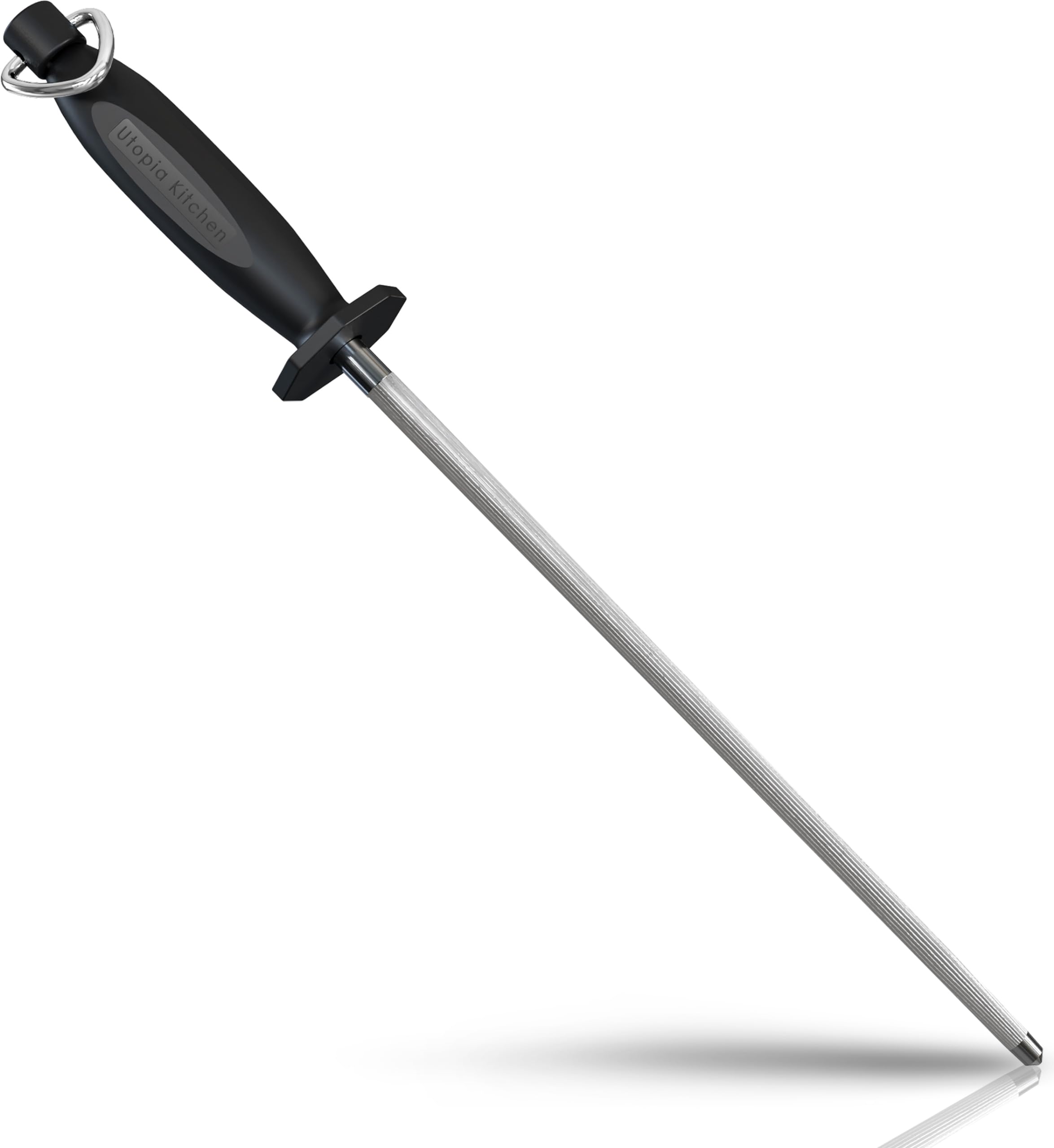 Metallic Home or Hotel Knife Sharpener Rod – Strong Steel Rod Restores Sharpness to Blunt Knives with Effective Even Sharpening, Easy Quick Touch-Ups for Kitchen