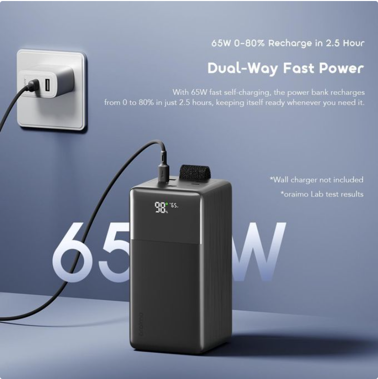 Oraimo PowerJet 501 Power Banks 50000mAh 85W Fast Charging with Smart Power Display Laptop Power Banks