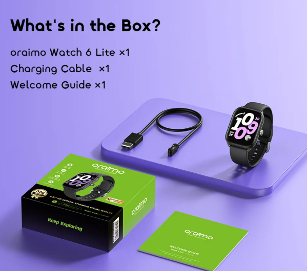 Oraimo Watch 6 Lite 2.01” HD Screen Smart Watch 24 Hour Health Monitoring