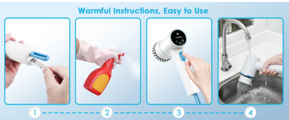oraimo Ultra Cleaner Scrubber Cordless 1.5H Runtime Electric Spin Brush with 5 Replacement Heads
