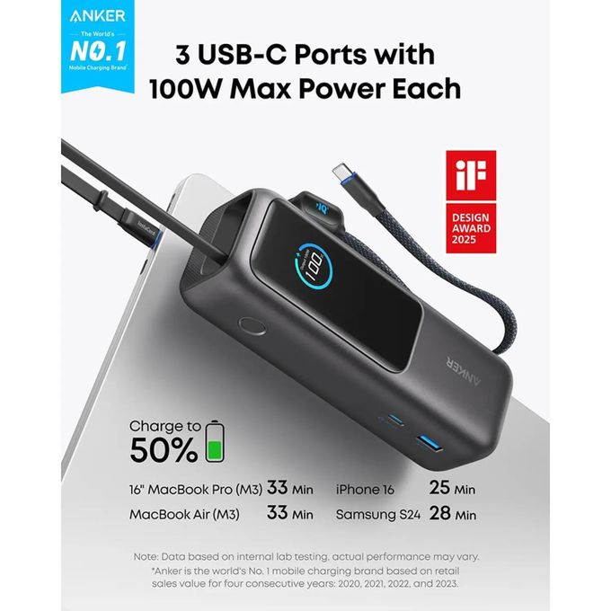 Anker Power Bank, 25,000mAh 165W