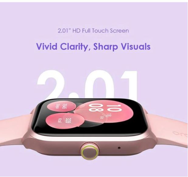 Oraimo SMART Watch 5 Lite OSW-804 Smart Watch - 2.01" HD Touch Screen, Bluetooth 5.3 Calling, 105 Sports Modes, Heart Rate & SpO2, IP68, Pink/Rose Gold - 1 Year Warranty