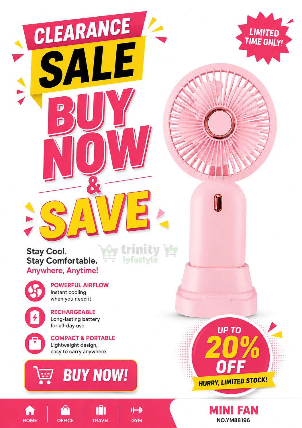 【Clearance Sale】【Clearance Sale】 Rechargeable Desktop Table Stand Air Cooler Hand Held Electric Small Handheld Portable Mini Fan