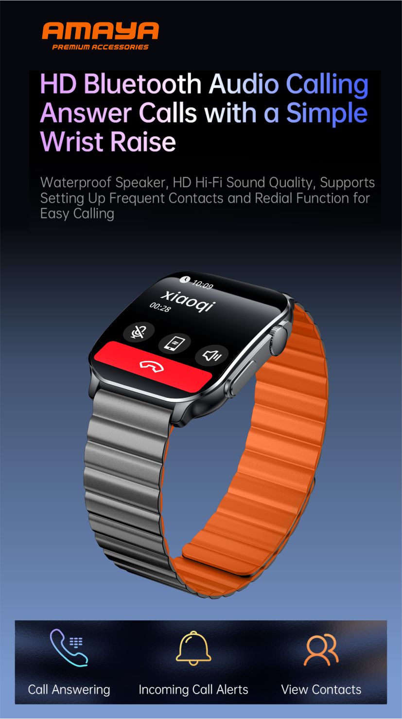 AMAYA ASW-07 PREMIUM SMARTWATCH EQUIPPED WITH DUAL STRAPS, Magnetic Straps, Blood Oxygen Monitor, Heart Rate Monitor, Bluetooth Call, Blood Pressure, AMOLED, IP68 WATERPROOF, Long Battery Life