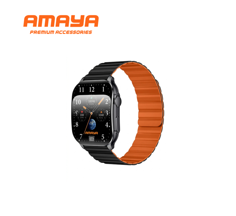 AMAYA ASW-07 PREMIUM SMARTWATCH EQUIPPED WITH DUAL STRAPS, Magnetic Straps, Blood Oxygen Monitor, Heart Rate Monitor, Bluetooth Call, Blood Pressure, AMOLED, IP68 WATERPROOF, Long Battery Life
