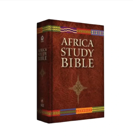 AFRICA STUDY BIBLE NEW LIVING TRANSLATION (NLT) Has book introduction,application notes that helps on how to apply biblical truth to everyday life situations and articles that provide practical guide