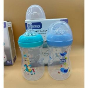 Momeasy Twin Pack 330ml Wideneck Feeding Bottles- BLUE