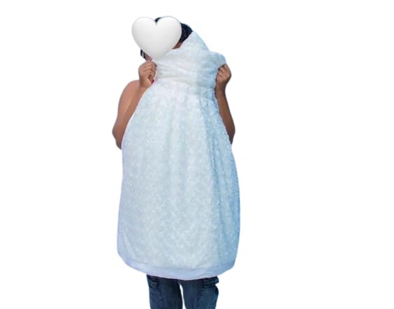 Ultra-Soft Hooded White Baby Shawl