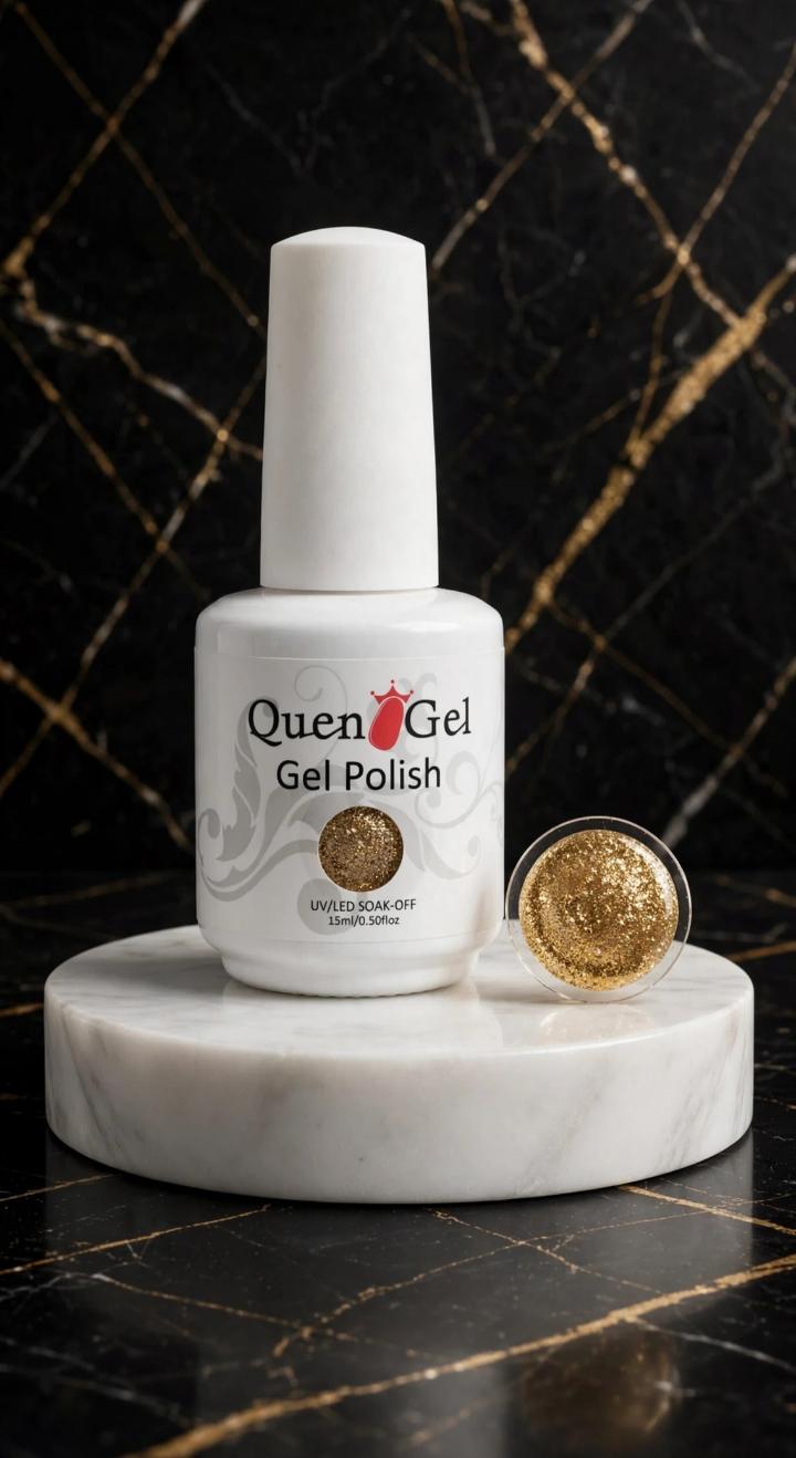 Gel Polish – Gold – Long-Lasting Glossy Nail Color – UV/LED Cure Trendy Gel Nail Polish High Shine Long Wear Professional Nail Color for Salon Quality Nails at Home