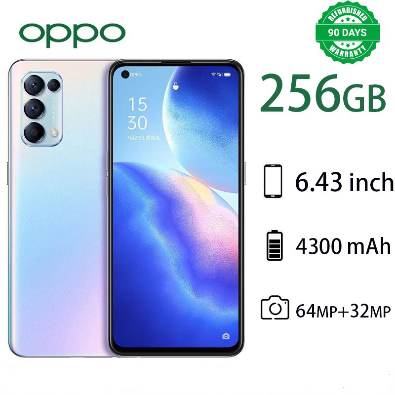 Refurbished Phone OPPO Reno5 Reno 5K 5g Smartphone 6.43" 4300mAh 8GB+128GB, 12GB+256GB Rear Camera: 64MP Front Camera: 32MP