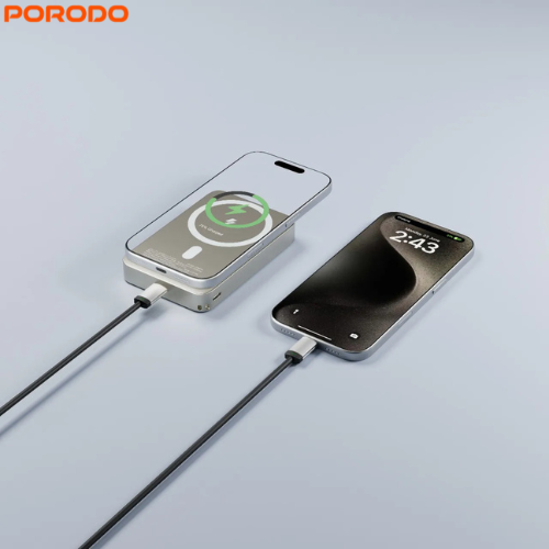Porodo PDPB15WSLYL 10000mAh 15W Quick Charge MagSafe Power Bank with Compact & Portable Design ,QC+PD 20W Quick Charging,Type-C In/Out and 5500mAh Rated Capacity