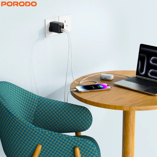 Porodo GaN 100W Multi-Port Charger with Power Display | PDFWCH073BK