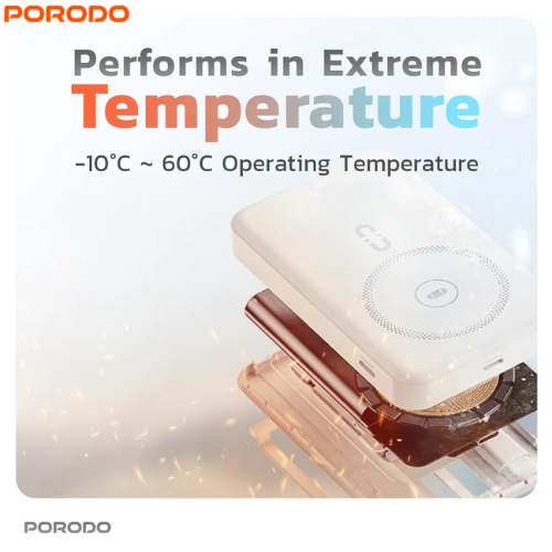 Porodo 10000mAh MagSafe Power Bank | Built-In Lightning and USB-C Cables | PDPBFCH080WH