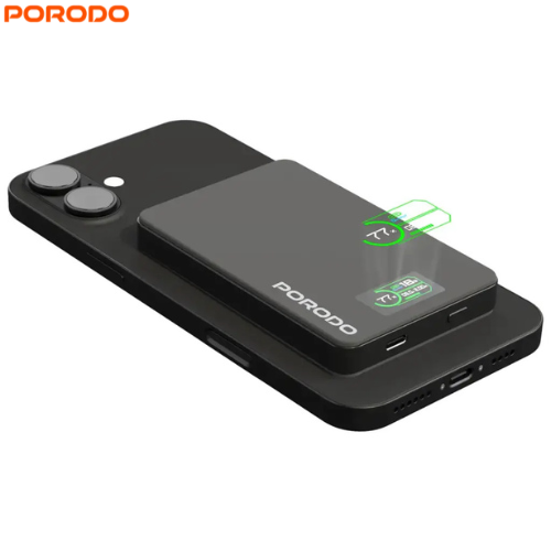 Porodo PDPBFCH085DG 10000mAh MagSafe Fast Charging Power Bank with 15W Max Output and PD 20W,TFT ,Smart Display