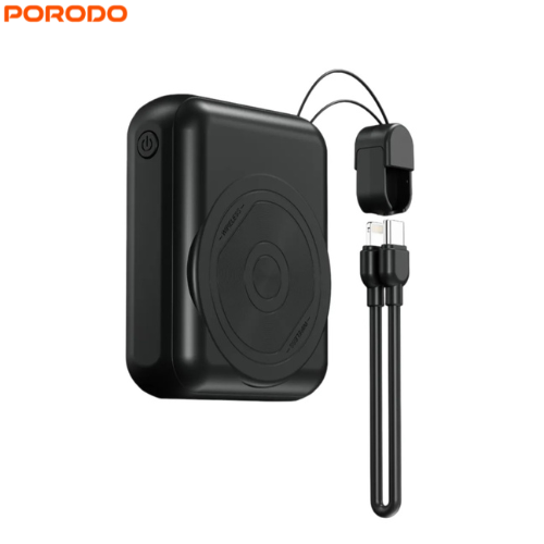 Porodo PD-PBFCH082-BK 10000mAh MagSafe Power Bank 15W Wireless & PD 22.5W Fast Charging,Digital Battery Indicator,