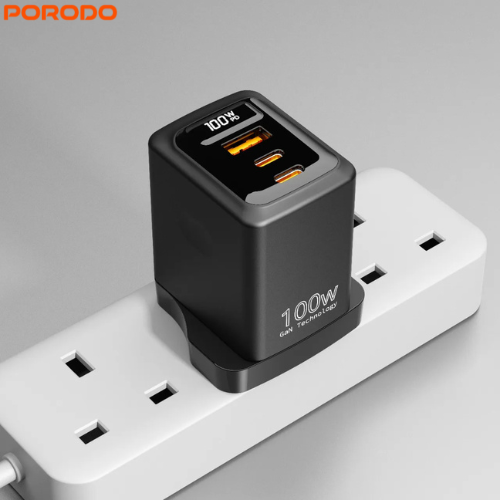 Porodo GaN 100W Multi-Port Charger with Power Display | PDFWCH073BK