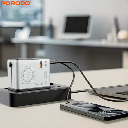 Porodo PDFWCH089SLBK Mega Volt 2300W GaN Charger | Universal Travel Adapter,Built-In Safety Features and Optimized Efficiency