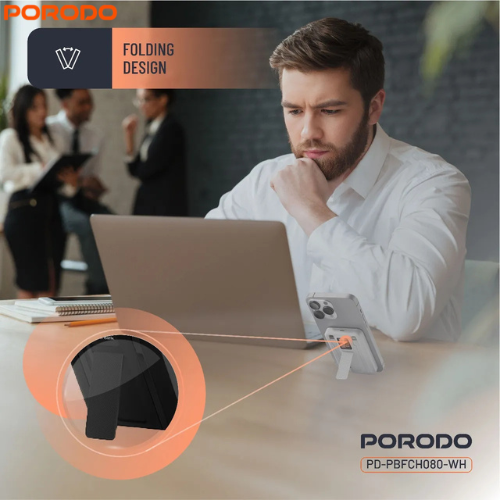 Porodo 10000mAh MagSafe Power Bank | Built-In Lightning and USB-C Cables | PDPBFCH080WH