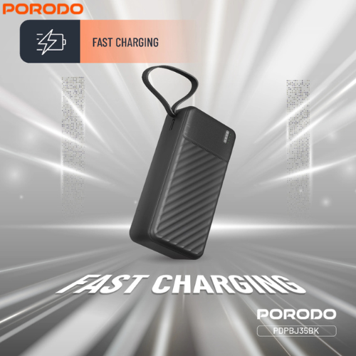 Porodo Piano 30000mAh Power Bank with Integrated Cables | Fast Charging (PDPBJ35BK)