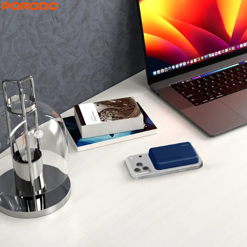 Porodo PDPBFCH067BU 10000mAh Mag Safe Power Bank | 15W Wireless | 20W Power Delivery,Lightweight and Portable,Strong Magnetic Hold and Type-C Input/Output