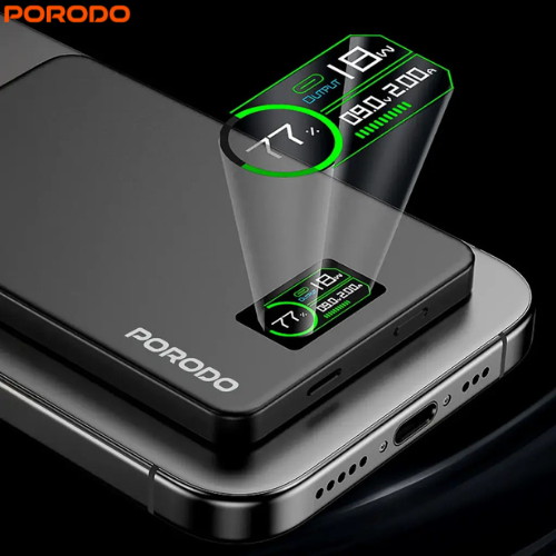 Porodo PDPBFCH085DG 10000mAh MagSafe Fast Charging Power Bank with 15W Max Output and PD 20W,TFT ,Smart Display