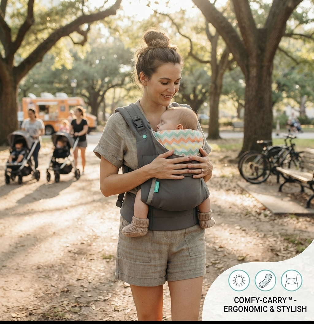 Infantino Hooded Baby Carrier – Ergonomic Adjustable Baby Carrier with Protective Hood