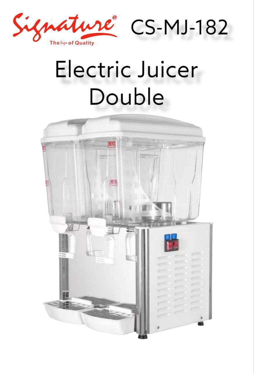 Juice Dispenser With Cooler| Signature 18L × 2 Electric Double Juice Dispenser CS-MJ-182 - 36L Commercial Beverage Cooler, Refrigerated Cold Drink Dispenser