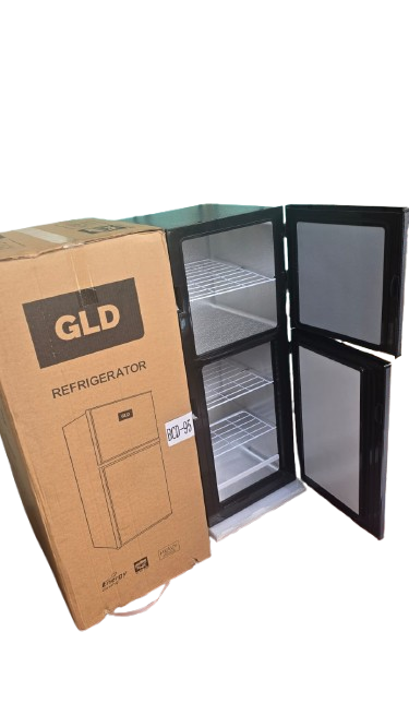 GLD 95L Double Door Bottom Freezer Refrigerator – Energy Efficient Compact Fridge, Silver Finish
